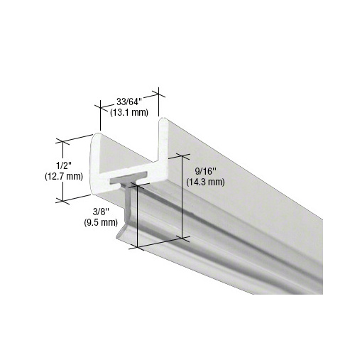 Brite Anodized Frameless Shower Door Aluminum U-Channel With Wipe for 1/2" Thick Glass 95" Length