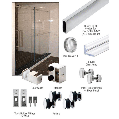 CRL SER78PS Polished Stainless Steel Deluxe 180 Degree Serenity Series Sliding System