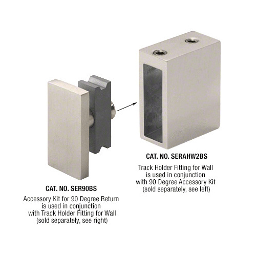 Brushed Stainless Serenity Series Sliding Door 90 Degree Accessory Kit