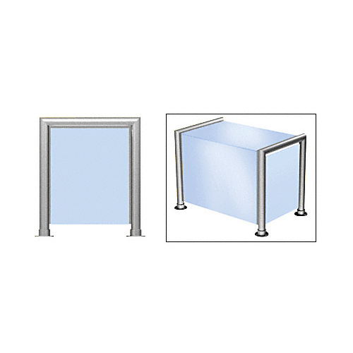 CRL SG5146BS Brushed Stainless Elegant 146 Series 1-1/2" Tubing Glass On Top, Front, and One End or Both Ends Sneeze Guard