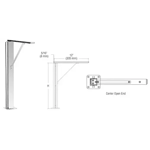 CRL SG40024CPS Polished Stainless Center 24" Plaza Series Sneeze Guard Post with Top Shelf