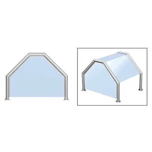 Brushed Stainless Elegant 111 Series 1-1/2" Tubing Glass On Top, Slants, and One End or Both Ends Sneeze Guard