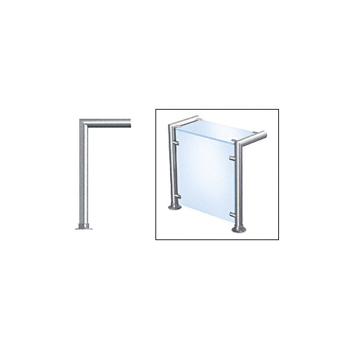 Polished Stainless Contemporary 205 Series 1-1/2" Tubing Glass On Top and Front Only Sneeze Guard