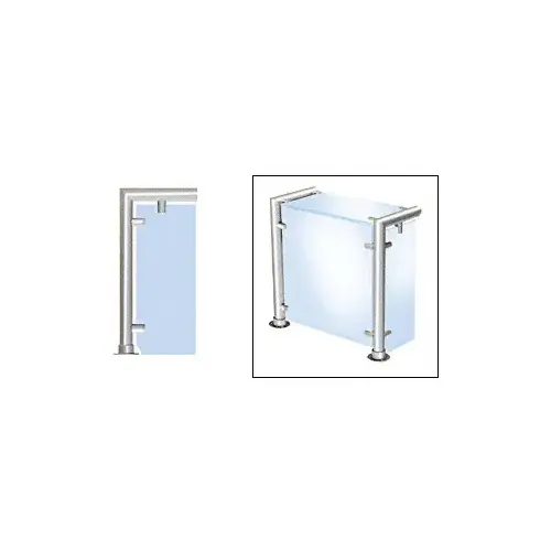 Polished Stainless Contemporary 206 Series 1-1/2" Tubing Glass On Top, Front, and One or Both Ends Sneeze Guards