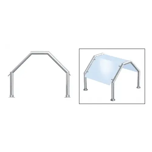 CRL SG5213PS Polished Stainless Contemporary 213 Series 1-1/2" Tubing Glass On Top and Slants Only Sneeze Guard