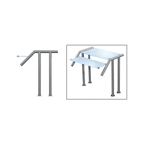 Brushed Stainless Contemporary 306 Series 1-1/2" Tubing Glass On Top and Slant Only Moveable Glass Sneeze Guard