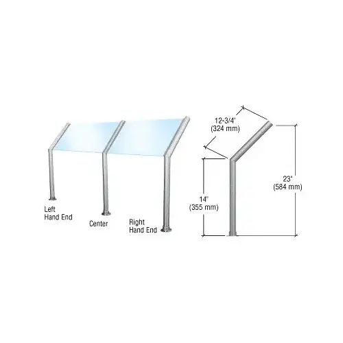 Brushed Stainless Elegant Series Open Front, Glass On Slant Stainless Steel Sneeze Guard - Right Hand End Post Only