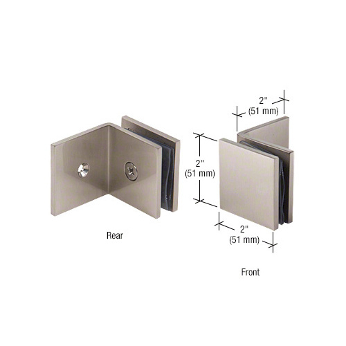 CRL SGC039BN Brushed Nickel Fixed Panel Square Clamp With Large Leg