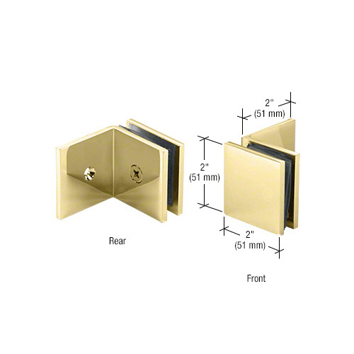 Polished Brass Fixed Panel Square Clamp With Large Leg