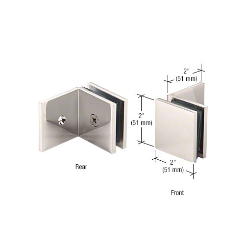 Polished Nickel Fixed Panel Square Clamp With Large Leg