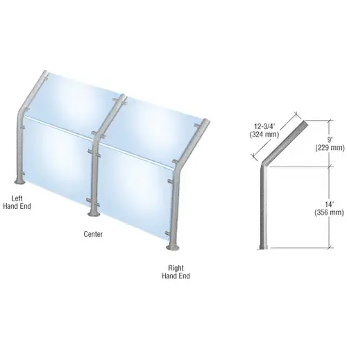 CRL SGS20CBS Brushed Stainless Style 20 Slimline Series Fixed Glass On Slant and Front Only Sneeze Guard- Center