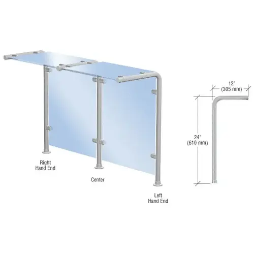 CRL SGS30LEBS Brushed Stainless Style 30 Slimline Series Fixed Glass on Top and Front Only Sneeze Guard - Left Hand End Only