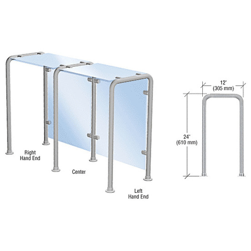 Brushed Stainless Style 40 Slimline Series Fixed Glass On Top and Front Only Sneeze Guard- Left Hand End