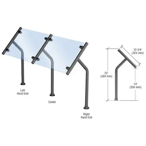 CRL SGS50CBL Black Powder Painted Style 50 Slimline Series Fixed Glass On Slant Only Sneeze Guard- Center