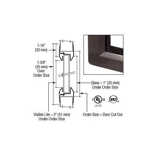 7" x 22" Slimline Series Door Vision Lites Bronze