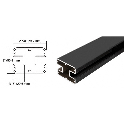 CRL SP194BL Matte Black 241" Long 2" x 2-5/8" Rectangular 180 Degree Post