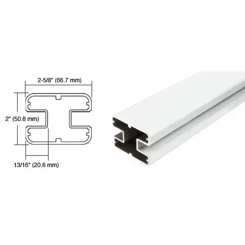 CRL SP72W Sky White 72" Long 2" x 2-5/8" Rectangular 180 Degree Post