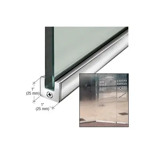 CRL SP25PS12S Polished Stainless 1" Tall Slender Profile Door Rail Without Lock - 35-3/4"
