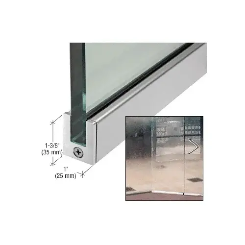 CRL SP35BS12S Brushed Stainless 1-3/8" Tall Slender Profile Door Rail Without Lock - 35-3/4"