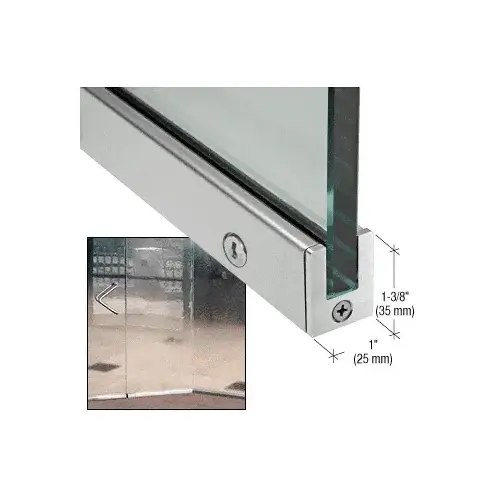 CRL SP35BS12SL Brushed Stainless 1-3/8" LH Tall Slender Profile Door Rails 35-3/4" (908 mm) Standard Length