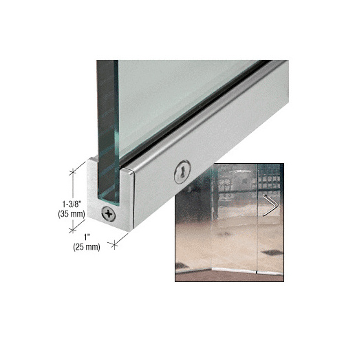 Brushed Stainless 1-3/8" RH Tall Slender Profile Door Rails 35-3/4" (908 mm) Standard Length