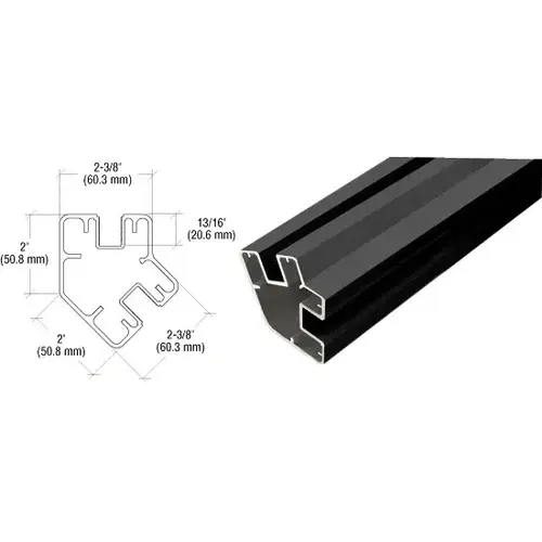 Matte Black 241" Long 2" x 2-3/8" Rectangular 135 Degree Post