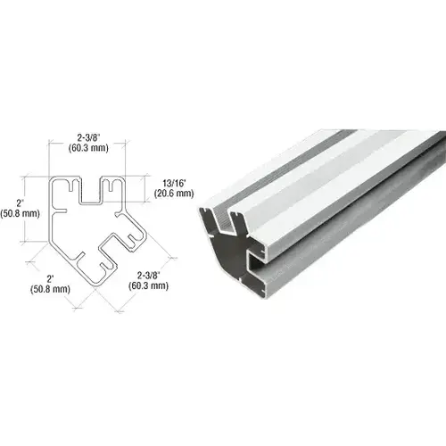 Silver Metallic 48" Long 2" x 2-3/8" Rectangular 135 Degree Post