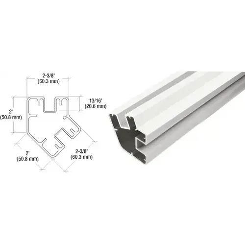 Sky White 241" Long 2" x 2-3/8" Rectangular 135 Degree Post