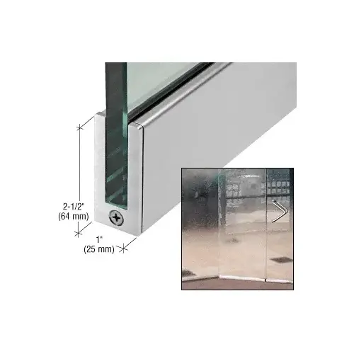 CRL SP64BS12S Brushed Stainless 2-1/2" Tall Slender Profile Door Rail Without Lock - 35-3/4"