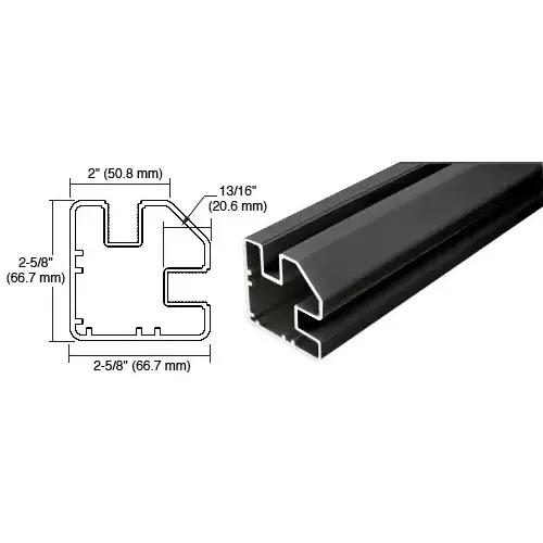 Matte Black 241" Long 2" x 2-5/8" Square 90 Degree Post