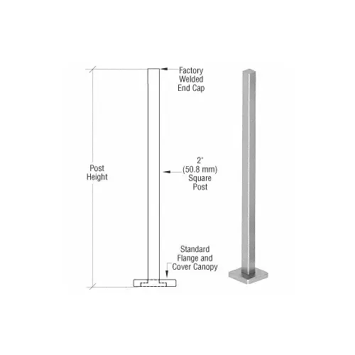 Brushed Stainless 36" Square Blank Post Railing Kit