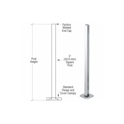 Polished Stainless 42" Square Blank Post Railing Kit