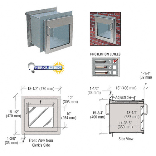 Brushed Stainless Package Receiver with Clear Vision Panel Door Level 1 Protection