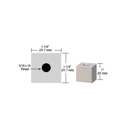 Satin Chrome 1-1/4" Square Standoff Base 1" in Length