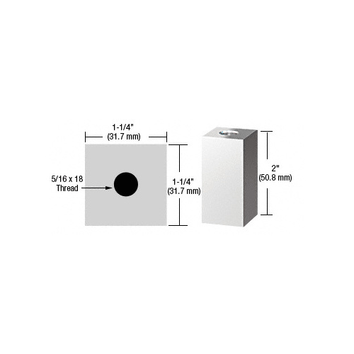 Chrome 1-1/4" Square Standoff Base 2" in Length