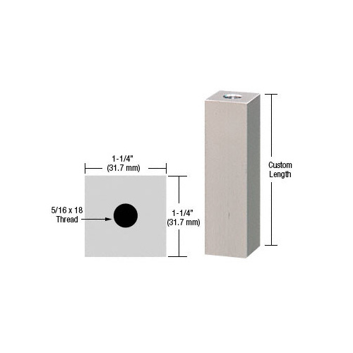 Brushed Stainless 1-1/4" Square Standoff Base Custom Length