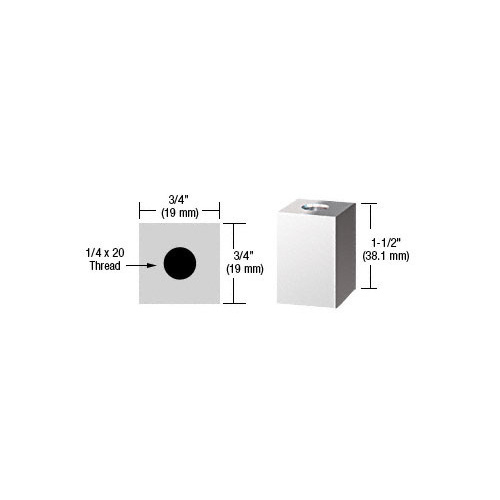 Chrome 3/4" Square Standoff Base 1-1/2" Long