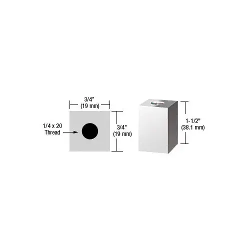 Chrome 3/4" Square Standoff Base 1-1/2" Long
