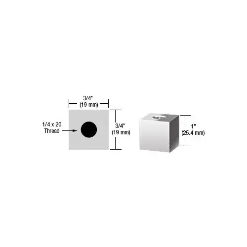 Chrome 3/4" Square Standoff Base 1" Long