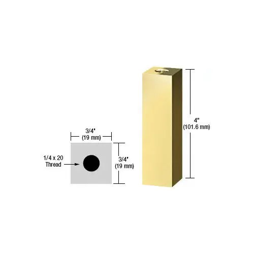 Brass 3/4" Square Standoff Base 4" Long