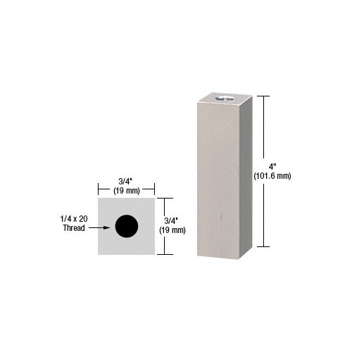 Satin Chrome 3/4" Square Standoff Base 4" Long