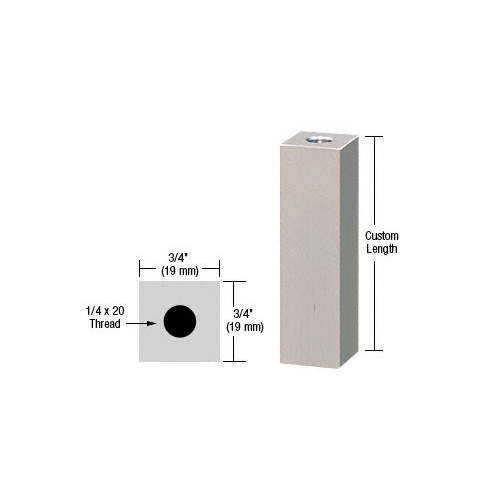 Satin Chrome 3/4" Square Standoff Base Custom Length