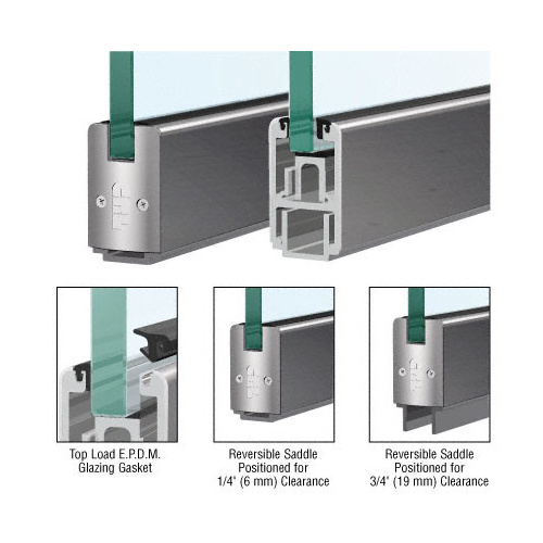 CRL SR2SBS12SL Brushed Stainless 2-5/16" x 120" Length Low Profile Sidelite Rail With Saddle 120" Stock Length