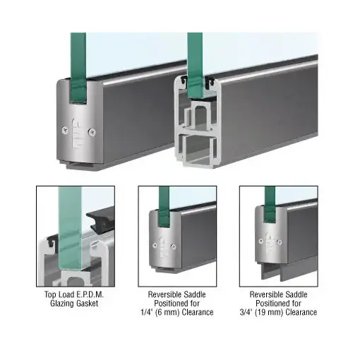 CRL SR2SBS12SL Brushed Stainless 2-5/16" x 120" Length Low Profile Sidelite Rail With Saddle 120" Stock Length