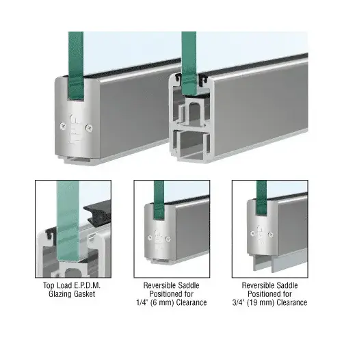 CRL SR2SSA12SL Satin Anodized 2-5/16" x 120" Length Low Profile Sidelite Rail With Saddle 120" Stock Length