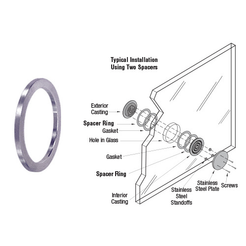 Spacer Ring for 15/16" to 1-1/8" Glazing Brushed Stainless Steel