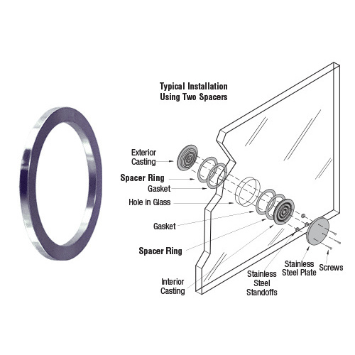 Spacer Ring for 7/16" to 5/8" Glazing Brushed Stainless Steel