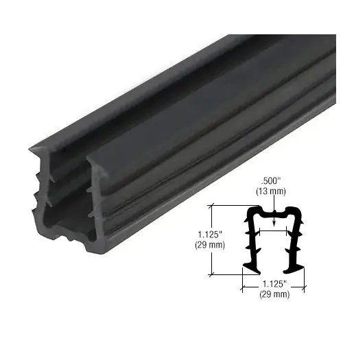 Roll Form Cap Rail Black Rubber Insert for 1/2" and 5/8" Monolithic Glass and 9/16" Laminated Glass