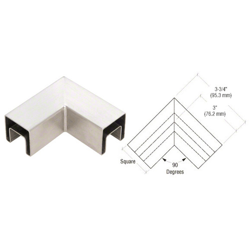 316 Brushed Stainless Steel 90 Degree Horizontal Roll Formed Cap Rail Corners