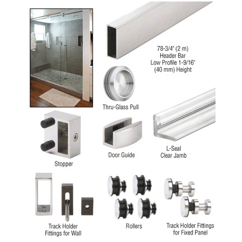 Polished Stainless Senior Deluxe Serenity Sliding Shower Door System